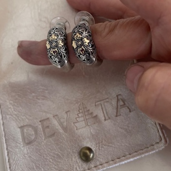 Devata Sterling Silver Earrings J Hoop 2 prs - Picture 6 of 6